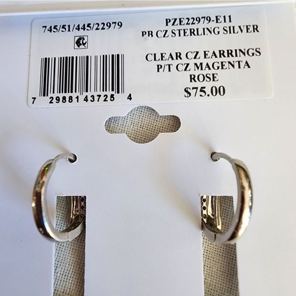 NWT Giani Bernini CZ Sterling Silver Magenta Rose Earrings - Picture 4 of 4